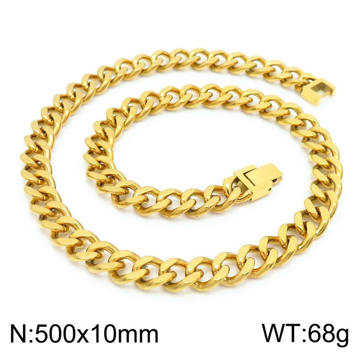 Hip-Hop Retro Solid Color Titanium Steel 18K Gold Plated Men'S Bracelets Necklace