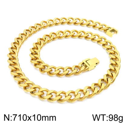 Hip-Hop Retro Solid Color Titanium Steel 18K Gold Plated Men'S Bracelets Necklace