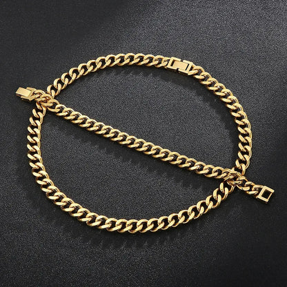 Hip-Hop Retro Solid Color Titanium Steel 18K Gold Plated Men'S Bracelets Necklace