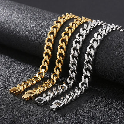 Hip-Hop Retro Solid Color Titanium Steel 18K Gold Plated Men'S Bracelets Necklace