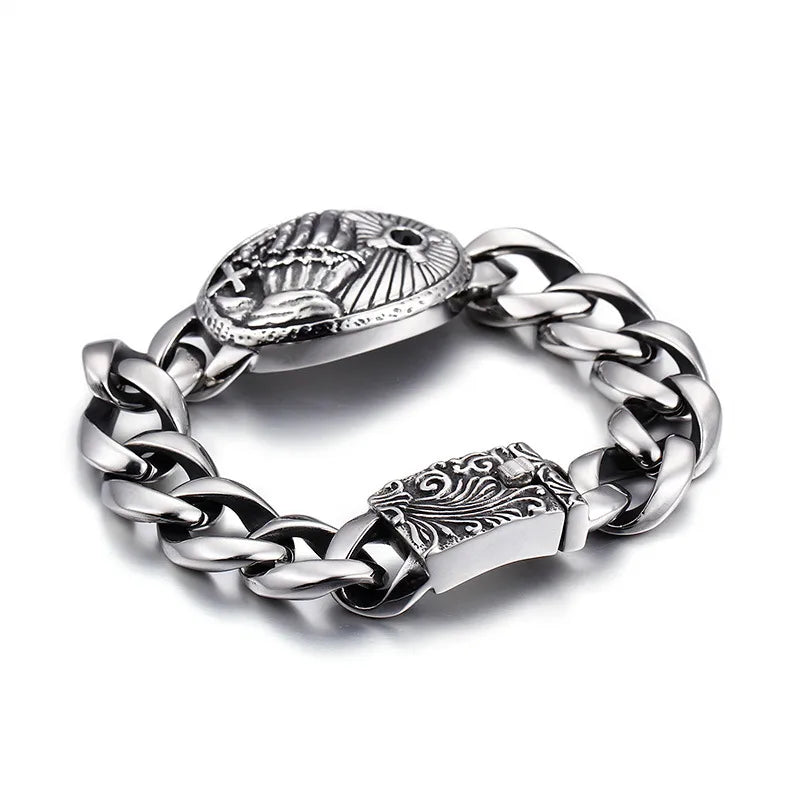 Hip-Hop Retro Solid Color Titanium Steel Men'S Bracelets