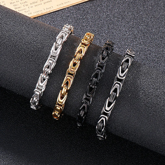 Hip-hop Retro Solid Color Titanium Steel Plating Gold Plated Bracelets Necklace