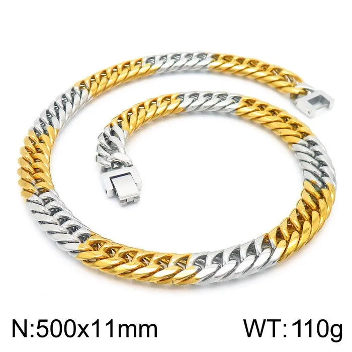 Hip-Hop Retro Solid Color Titanium Steel Plating 18K Gold Plated Men'S Necklace