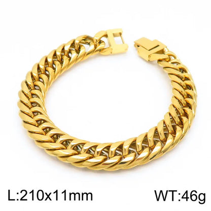 Hip-Hop Retro Solid Color Titanium Steel Plating 18K Gold Plated Men'S Necklace