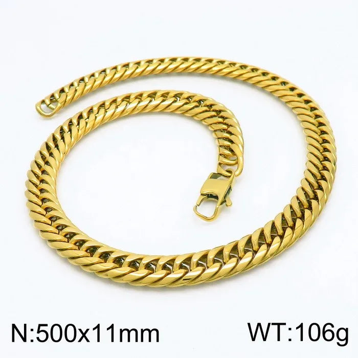 Hip-Hop Retro Solid Color Titanium Steel Plating 18K Gold Plated Men'S Necklace