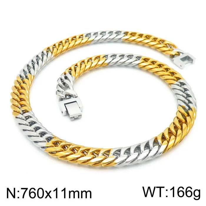 Hip-Hop Retro Solid Color Titanium Steel Plating 18K Gold Plated Men'S Necklace