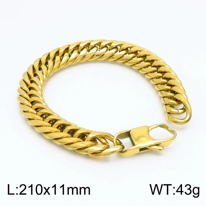 Hip-Hop Retro Solid Color Titanium Steel Plating 18K Gold Plated Men'S Necklace