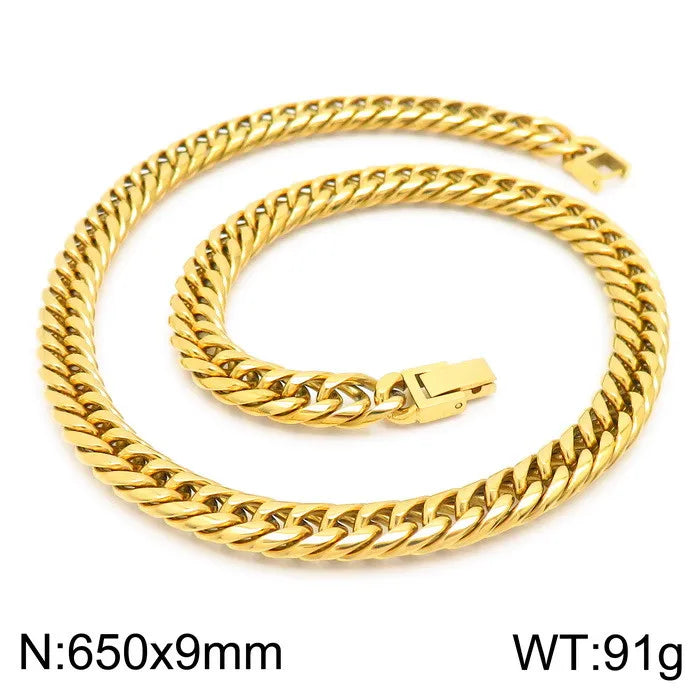 Hip-Hop Retro Solid Color Titanium Steel Plating 18K Gold Plated Men'S Necklace