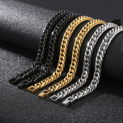 Hip-Hop Retro Solid Color Titanium Steel Plating 18K Gold Plated Men'S Necklace