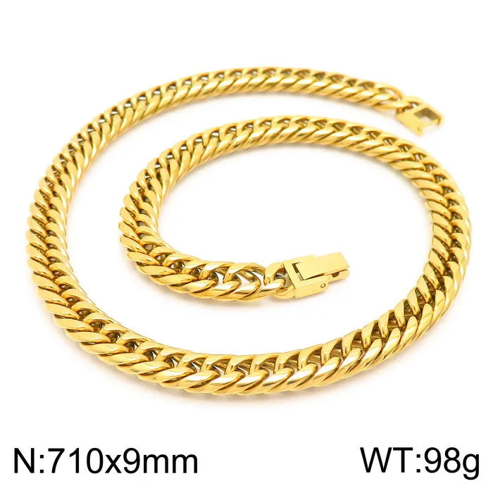 Hip-Hop Retro Solid Color Titanium Steel Plating 18K Gold Plated Men'S Necklace