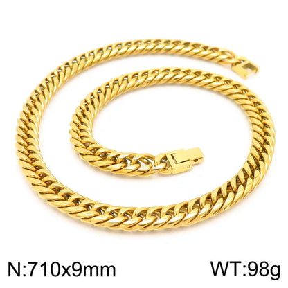 Hip-Hop Retro Solid Color Titanium Steel Plating 18K Gold Plated Men'S Necklace