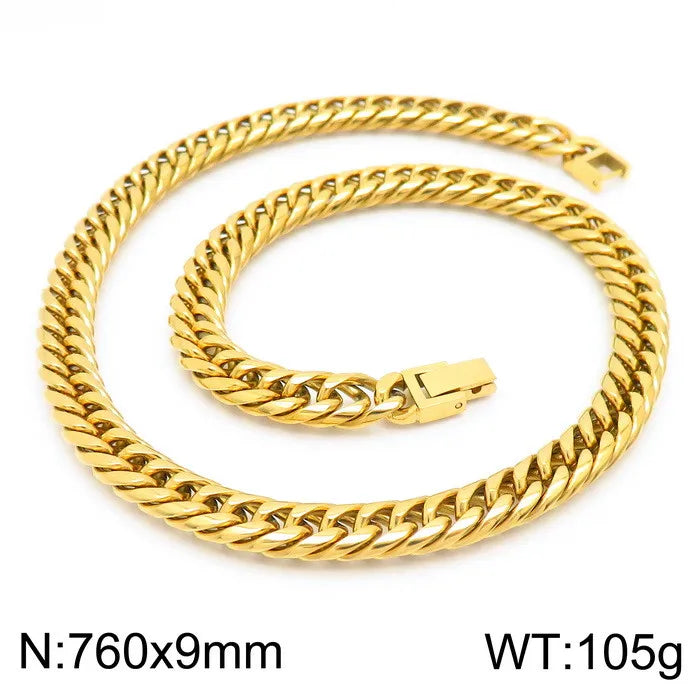 Hip-Hop Retro Solid Color Titanium Steel Plating 18K Gold Plated Men'S Necklace