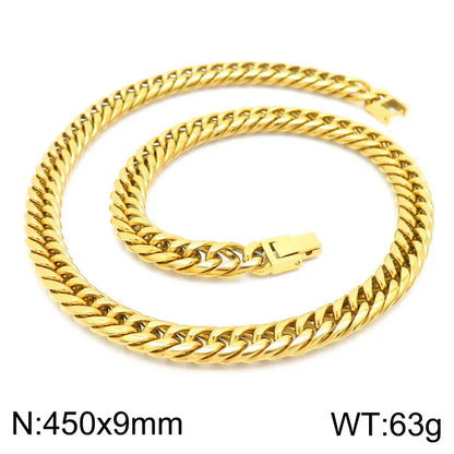 Hip-Hop Retro Solid Color Titanium Steel Plating 18K Gold Plated Men'S Necklace