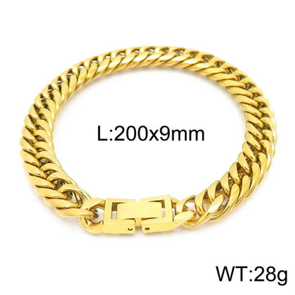 Hip-Hop Retro Solid Color Titanium Steel Plating 18K Gold Plated Men'S Necklace