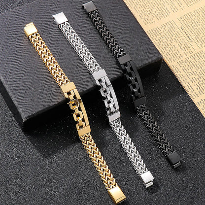 Hip-Hop Retro Solid Color Titanium Steel Plating Hollow Out 18K Gold Plated Men'S Bracelets