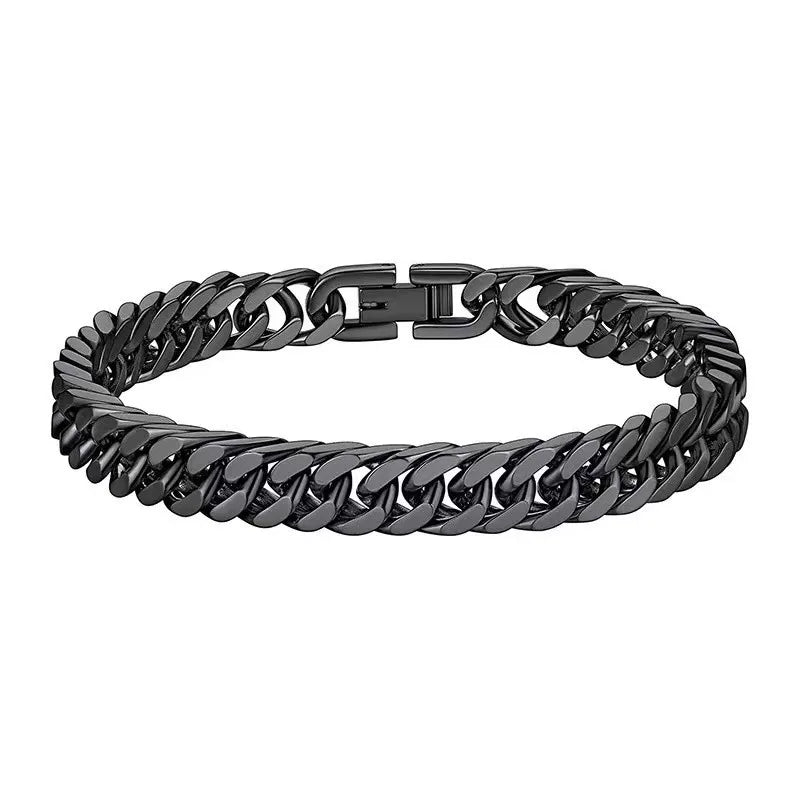 Hip-Hop Retro Solid Color Titanium Steel Plating Men'S Bracelets