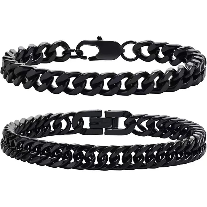 Hip-Hop Retro Solid Color Titanium Steel Plating Men'S Bracelets