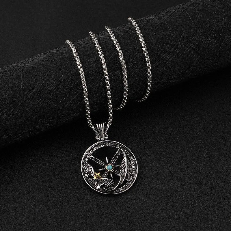 Hip-Hop Retro Solid Color Zinc Alloy Inlay Turquoise Men'S Pendant Necklace