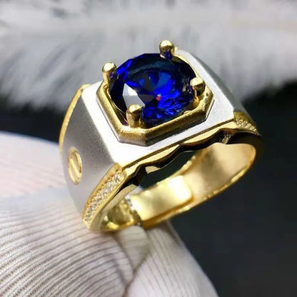 Hip-Hop Retro Square Alloy Irregular Inlay Artificial Gemstones Men'S Rings