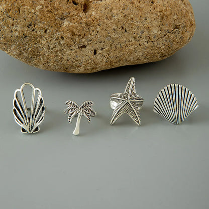 Hip-Hop Retro Starfish Shell Alloy Women'S Rings