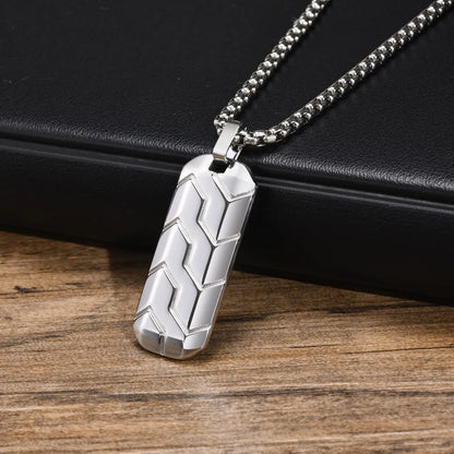 Hip-hop Retro Tires Stainless Steel Indentation Plating 18k Gold Plated Men's Pendant Necklace