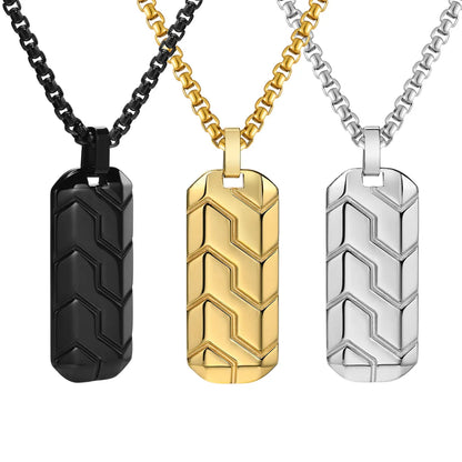 Hip-hop Retro Tires Stainless Steel Indentation Plating 18k Gold Plated Men's Pendant Necklace