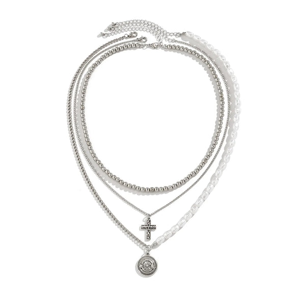 Hip-Hop Retro U Shape Imitation Pearl Alloy Plating Men'S Layered Necklaces