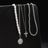 Hip-Hop Retro U Shape Imitation Pearl Alloy Plating Men'S Layered Necklaces