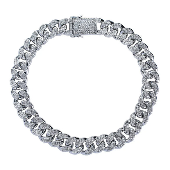 Hip-Hop Retro Waves Zinc Alloy Inlay Rhinestones Men'S Bracelets Necklace