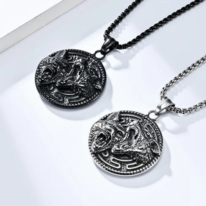 Hip-Hop Retro Wolf 304 Stainless Steel Plating 18K Gold Plated Men'S Pendant Necklace