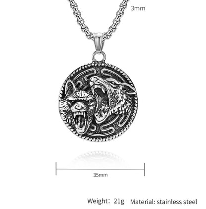 Hip-Hop Retro Wolf 304 Stainless Steel Plating 18K Gold Plated Men'S Pendant Necklace