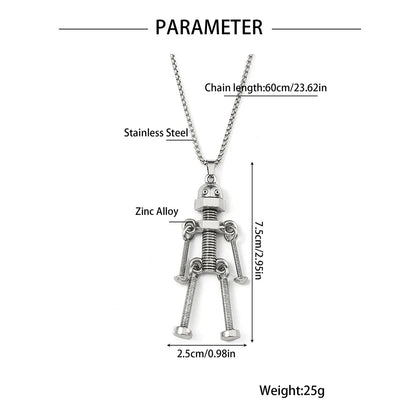 Hip-Hop Robot Zinc Alloy 201 Stainless Steel Inlay Rhinestones Men'S Pendant Necklace