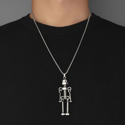 Hip-Hop Robot Zinc Alloy 201 Stainless Steel Inlay Rhinestones Men'S Pendant Necklace