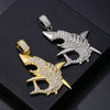 1 Piece 304 Stainless Steel Alloy Copper Rhinestones K Gold Plated Animal Cross Letter