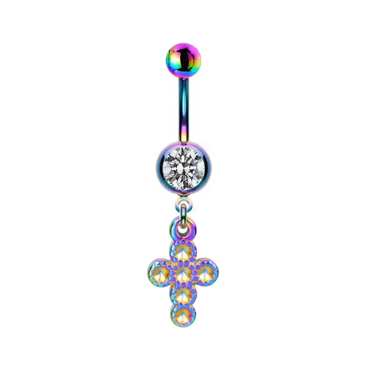 Hip-hop Rock Animal Starry Sky Moon Stainless Steel Alloy White Gold Plated Rhinestones Belly Ring In Bulk