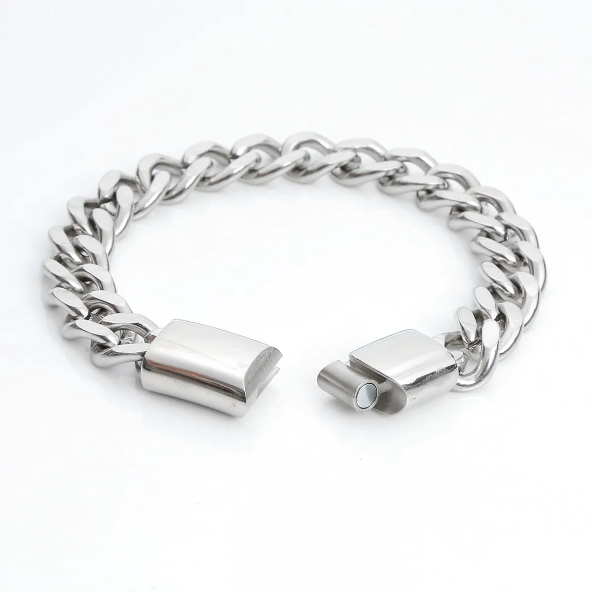 Hip-Hop Rock British Style Solid Color Stainless Steel Men'S Bracelets