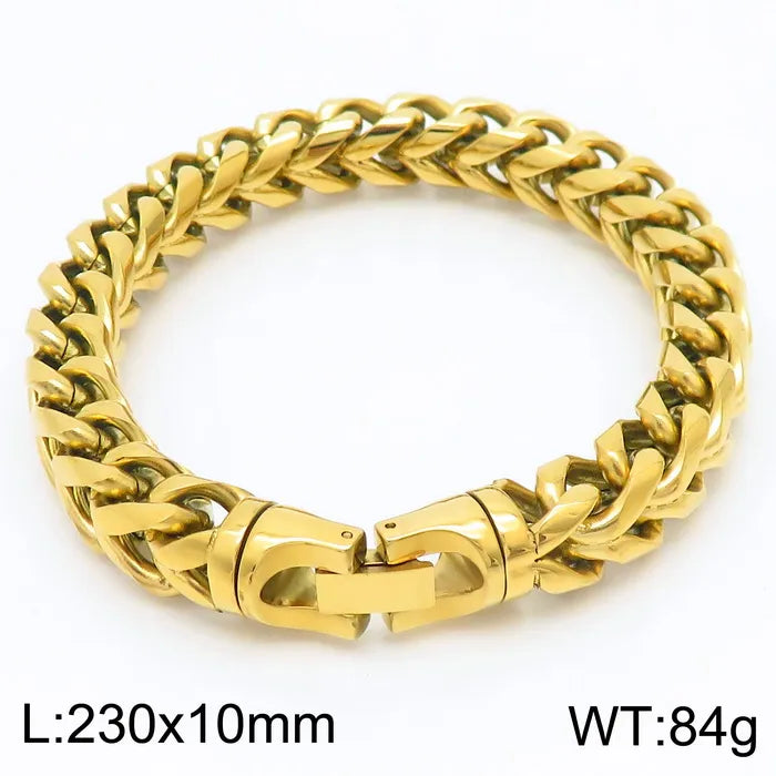 Wholesale Jewelry Hip-Hop Rock Classic Style Geometric Solid Color Titanium Steel 18K Gold Plated Plating Bracelets Necklace