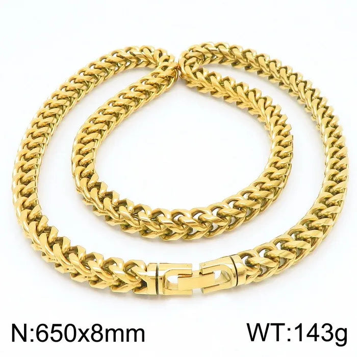 Wholesale Jewelry Hip-Hop Rock Classic Style Geometric Solid Color Titanium Steel 18K Gold Plated Plating Bracelets Necklace