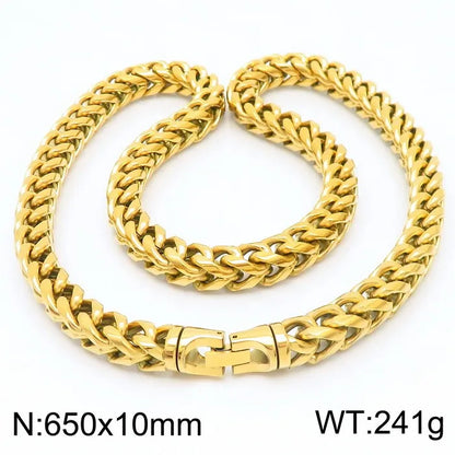 Wholesale Jewelry Hip-Hop Rock Classic Style Geometric Solid Color Titanium Steel 18K Gold Plated Plating Bracelets Necklace