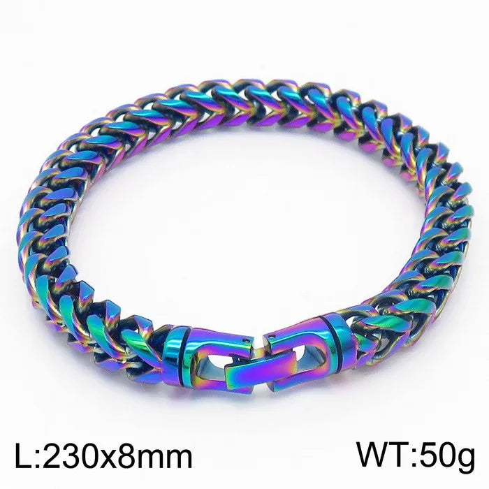 Wholesale Jewelry Hip-Hop Rock Classic Style Geometric Solid Color Titanium Steel 18K Gold Plated Plating Bracelets Necklace