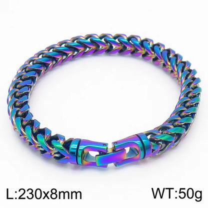 Wholesale Jewelry Hip-Hop Rock Classic Style Geometric Solid Color Titanium Steel 18K Gold Plated Plating Bracelets Necklace