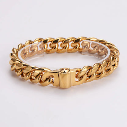 Hip-hop Rock Cool Style Solid Color Stainless Steel Polishing Plating 18k Gold Plated Men's Bracelets