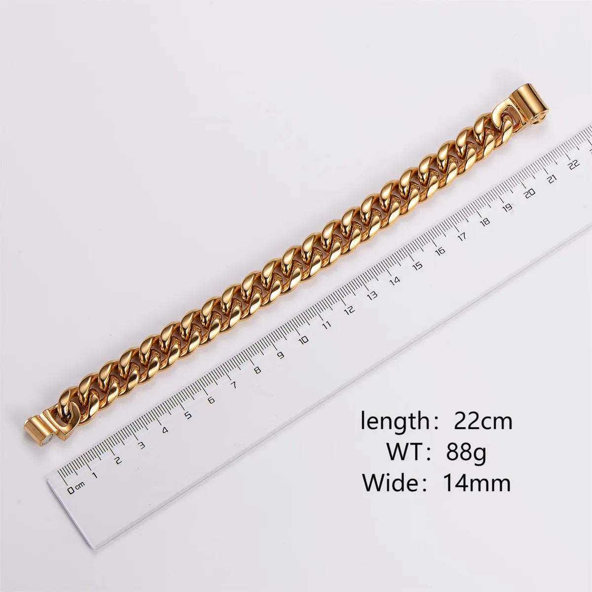 Hip-hop Rock Cool Style Solid Color Stainless Steel Polishing Plating 18k Gold Plated Men's Bracelets