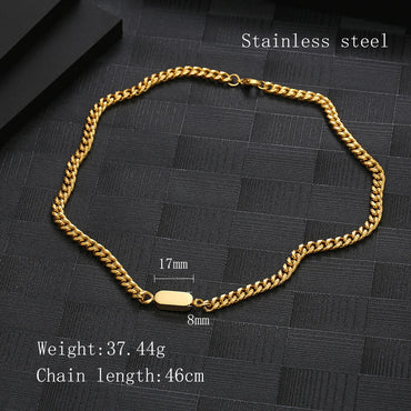 Hip-hop Rock Cool Style Solid Color Stainless Steel Polishing Plating Chain 18k Gold Plated Necklace