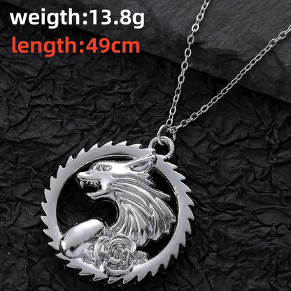 Hip-Hop Rock Cool Style Wolf Rose Stainless Steel Alloy Unisex Pendant Necklace