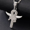 Hip-Hop Rock Cross Eye Of Horus Stainless Steel Alloy Inlay Rhinestones Unisex Pendant Necklace