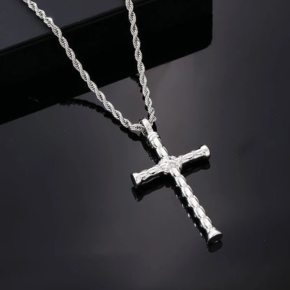 Hip-Hop Rock Cross Stainless Steel Alloy Plating Inlay Zircon K Gold Plated Rhodium Plated Men'S Pendant Necklace