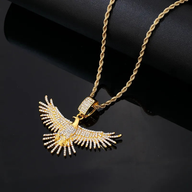 Hip-Hop Rock Eagle Stainless Steel Alloy Titanium Steel Plating Inlay Zircon Men'S Necklace Pendant