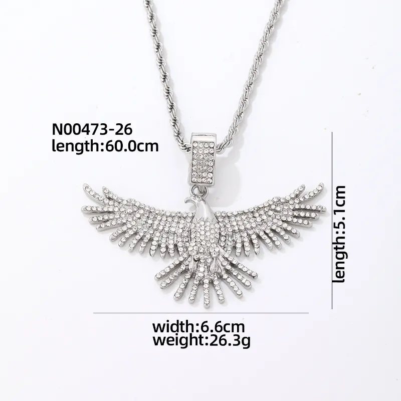 Hip-Hop Rock Eagle Stainless Steel Alloy Titanium Steel Plating Inlay Zircon Men'S Necklace Pendant