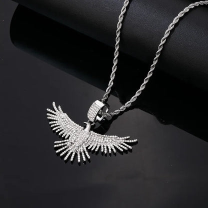 Hip-Hop Rock Eagle Stainless Steel Alloy Titanium Steel Plating Inlay Zircon Men'S Necklace Pendant